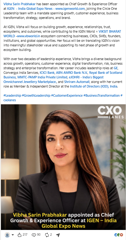 CXO Lanes chief growth and experience officer appointment announcement sample
