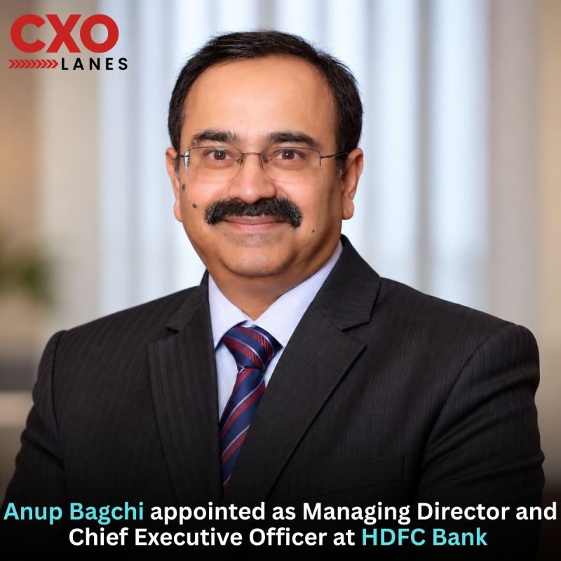Anup Bagchi has been appointed as Managing Director and Chief Executive Officer at HDFC Bank for a three-year term, following approval
