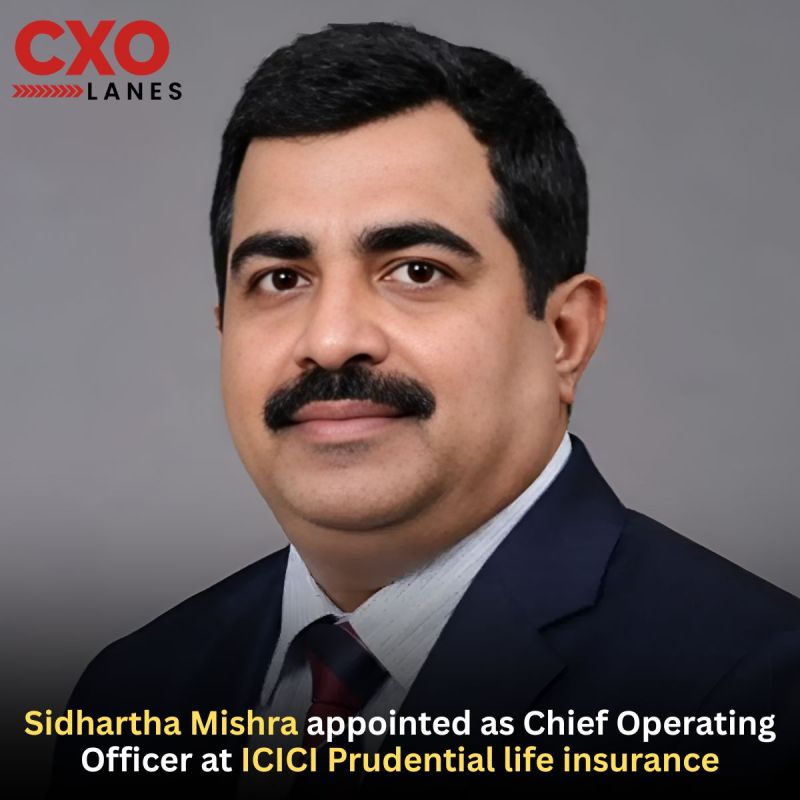 Sidhartha Mishra has been appointed as Chief Operating Officer at ICICI Prudential life insurance, effective October 6, and as