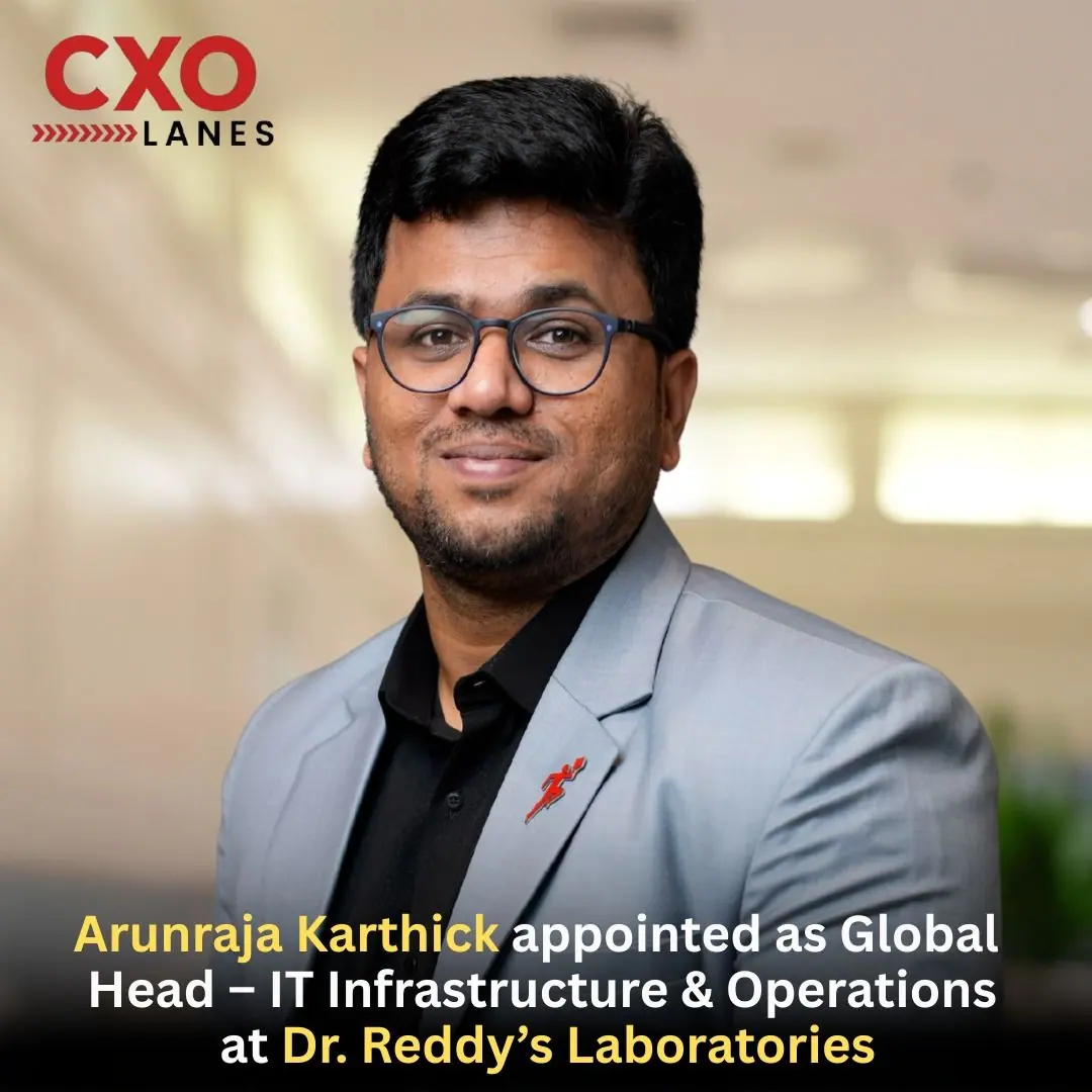 Arunraja Karthick has been appointed as Global Head – IT Infrastructure & Operations at Dr. Reddy’s Laboratories