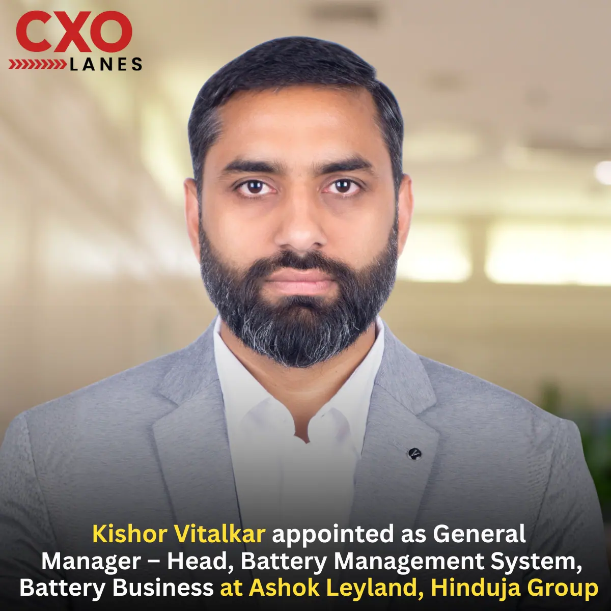 Kishor Vitalkar Appointed as General Manager – Head, Battery Management System at Ashok Leyland