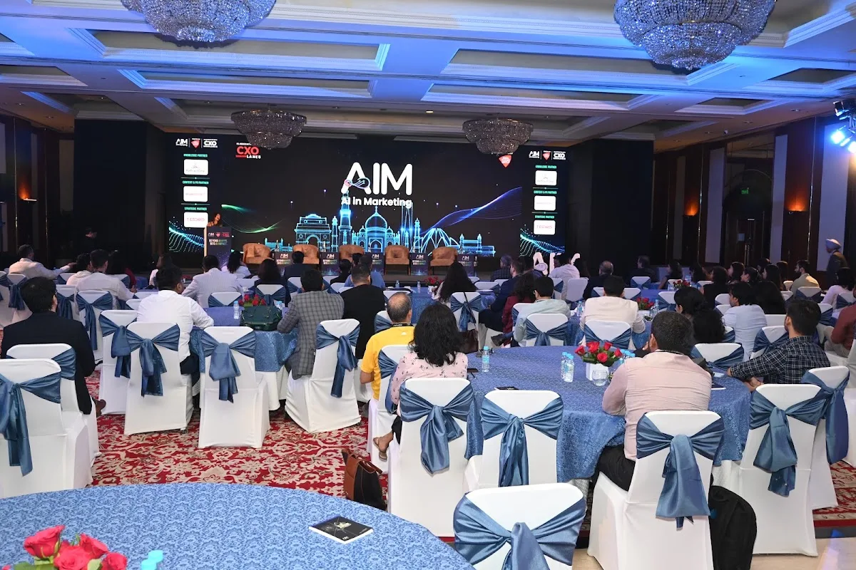 Wide view of the audience and stage at AIM Summit Delhi