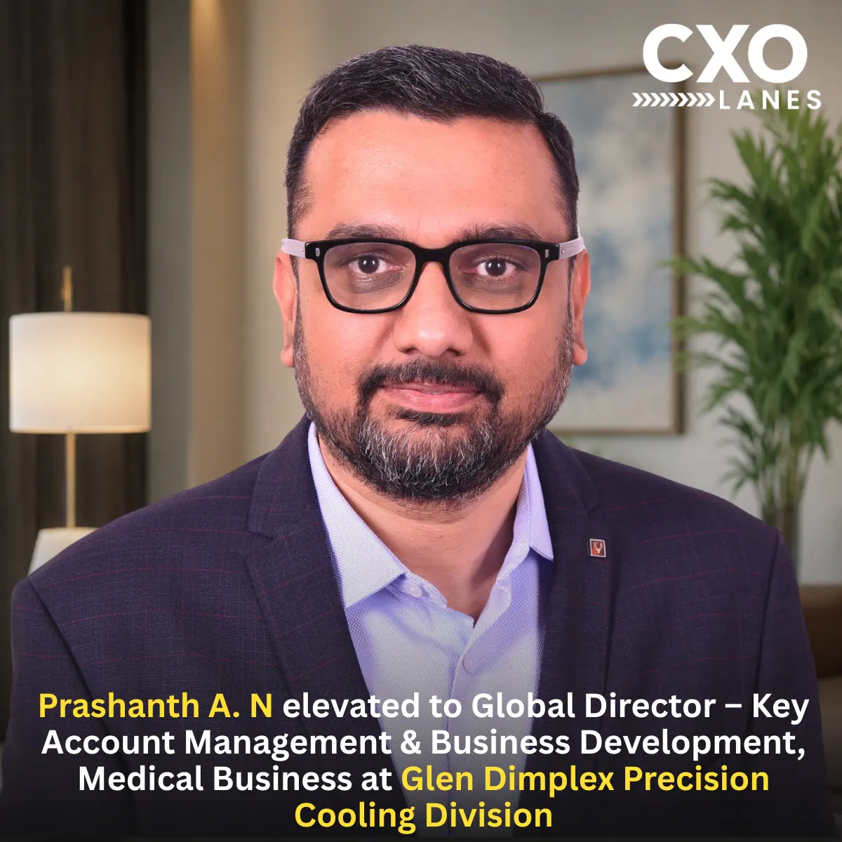 Prashanth A. N Elevated to Global Director – Key Account Management & Business Development, Medical Business at Glen Dimplex Precision Cooling Division