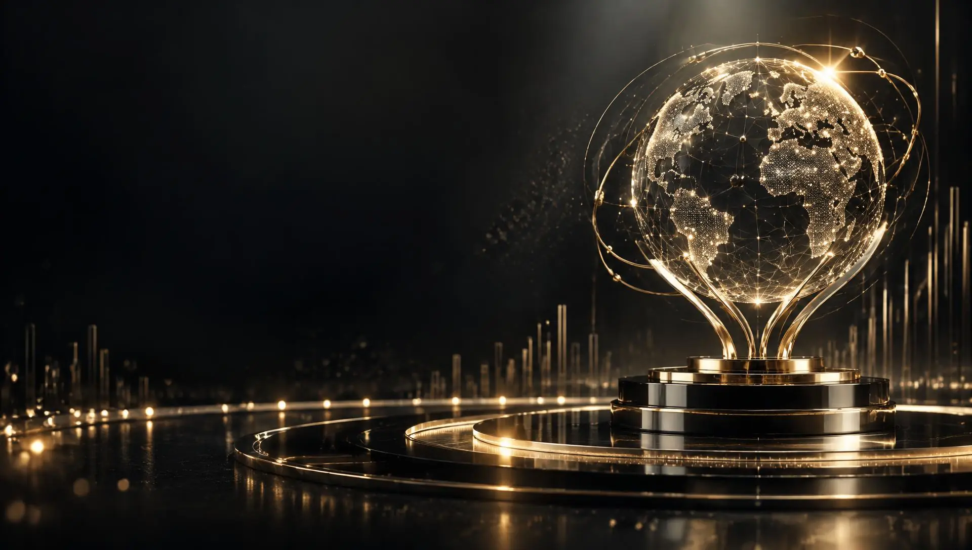 Golden artificial intelligence network formed as a global awards trophy