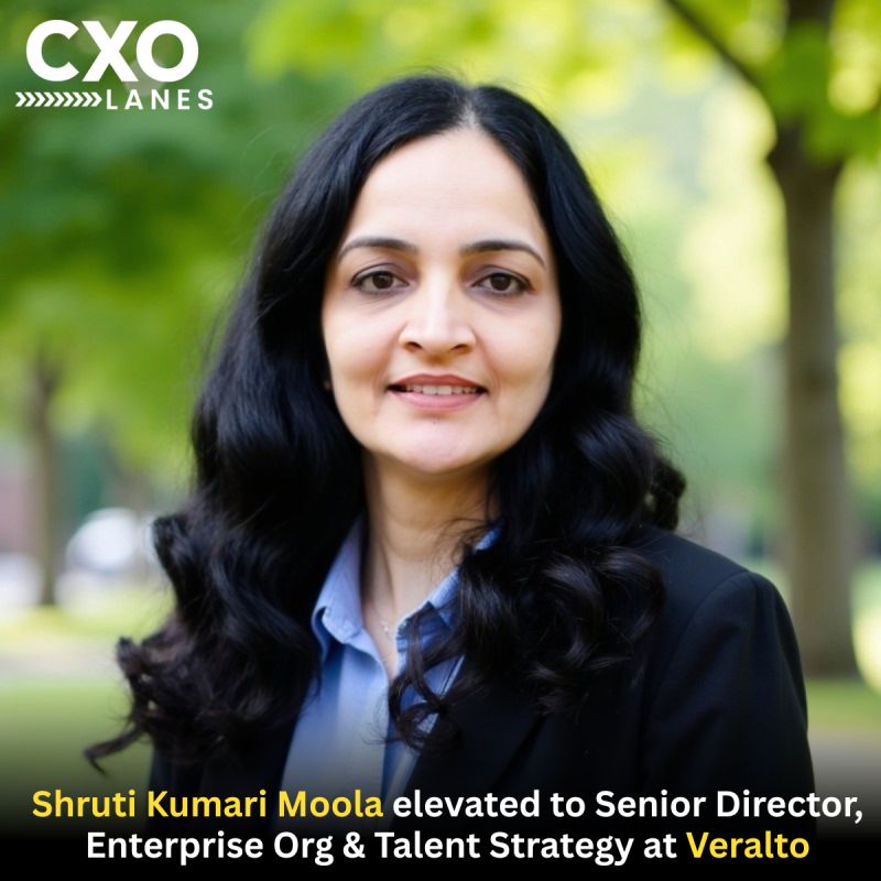 Shruti Kumari Moola has been elevated to Senior Director, Enterprise Org & Talent Strategy at Veralto. In this expanded leadership role, she