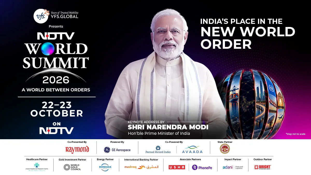 India’s premier thought leadership conversation- NDTV World Summit - to convene a defining global dialogue for ‘A World Between Orders’ on October 22-23 in New Delhi, Prime Minister Narendra Modi to headline the Summit