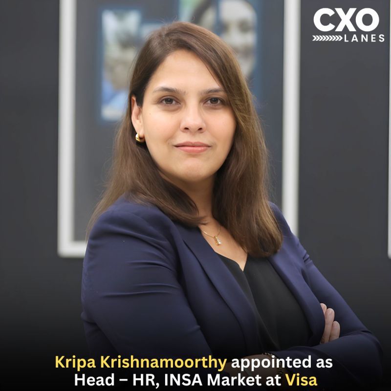 Kripa Krishnamoorthy has been appointed as Head – HR, INSA Market at Visa, bringing over two decades of experience across talent