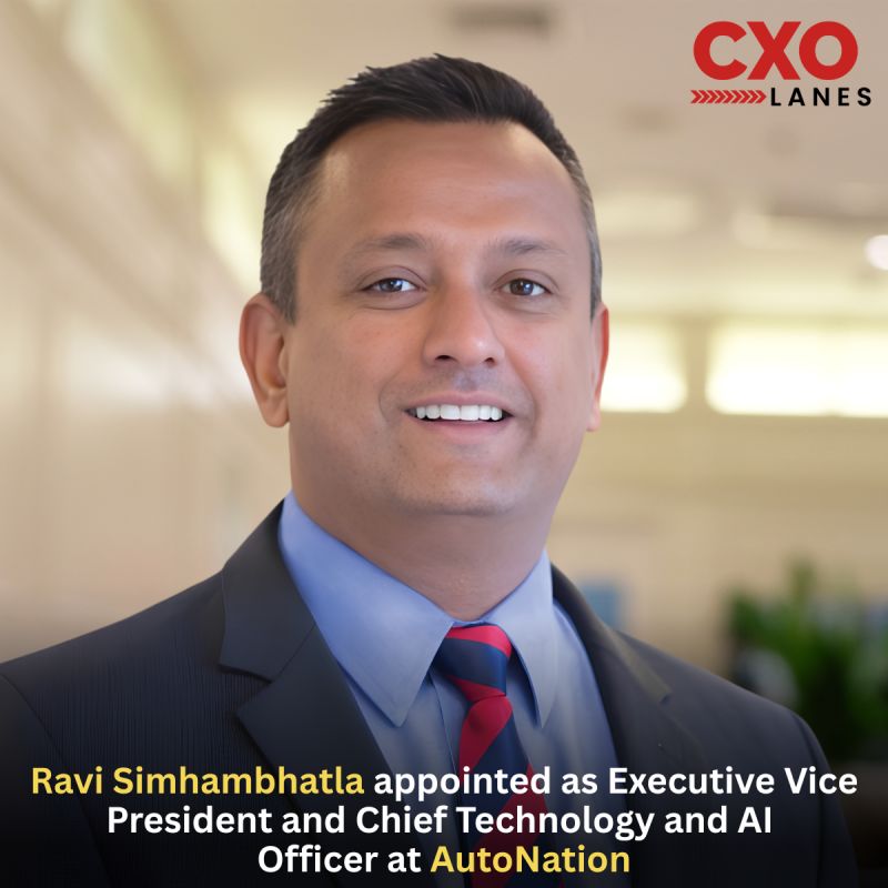 Ravi Simhambhatla has been appointed as Executive Vice President and Chief Technology and AI Officer at AutoNation, taking on leadership